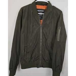 Distortion Men's Lightweight Bomber Jacket Poly Army Green LG Military Gorpcore